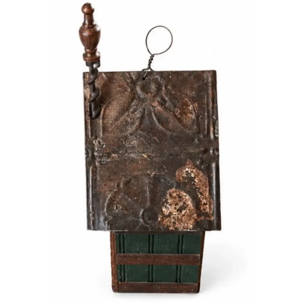 Handmade Rustic Birdhouse Vintage Tin Roof Decor Hanging Garden Cabin House